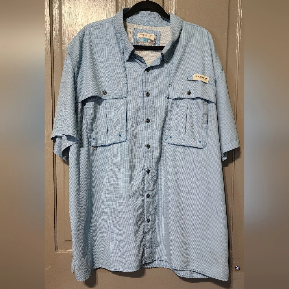 Magellan Outdoors Blue Plaid Fishing Relaxed Fit Shirt With Vents, Size XXL - Picture 8 of 9